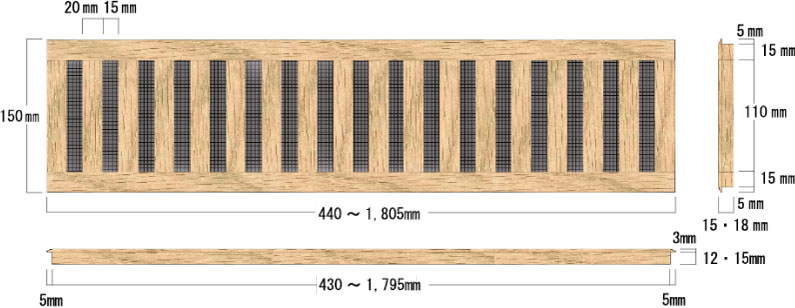 Dimensions de Registre de plancher.